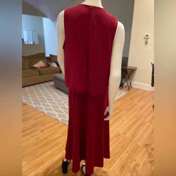 Reiss Viola Sheer Layered Midi Dress, Berry Size 10 US NWT